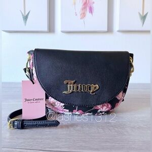 JUICY COUTURE Bag Flap Crossbody - Black Pink Floral